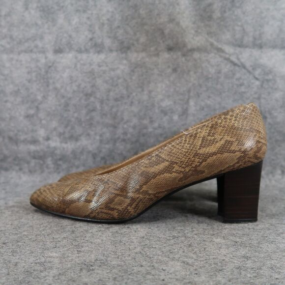 Stuart Weitzman Shoes Womens 9 Pumps Snakeskin Print Leather Fashion Heels Brown - Picture 6 of 14
